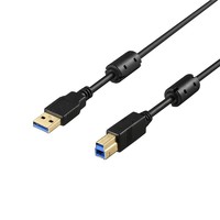 BUFFALO BU3ABFC20BK USB3.2Gen1 A-B フェライトコア付 2m ブラック (BU3ABFC20BK)画像