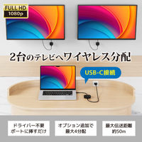 RATOC Systems ワイヤレスHDMI分配送受信機(1対2分配、USB-C to HDMI) (RS-WLSP2)画像