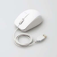 ELECOM BlueLEDマウス/有線/3ボタン/サイドラバー/静音/抗菌/ホワイト (M-BL27UBSKWH)画像