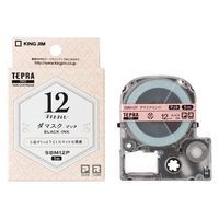 KING JIM Pテープマットラベル模様ダマスク黒文字 ピンク SBM12P (SBM12P)画像
