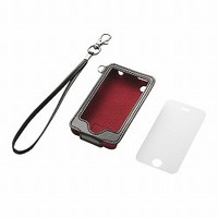 iPhone 3GS用ソフトレザーケース&液晶保護フィルムj&ハンドストラップセット(ブラック)