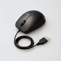 ELECOM BlueLEDマウス/有線/3ボタン/サイドラバー/静音/抗菌/ブラック (M-BL27UBSKBK)画像