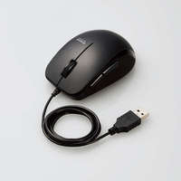 ELECOM BlueLEDマウス/有線/5ボタン/サイドラバー/静音/抗菌/ブラック (M-BL28UBSKBK)画像