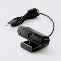 ELECOM Webカメラ200万画素Full HD USB2.0タイプAオス内蔵マイク付簡易PKG (WEBCAM-101BK)画像