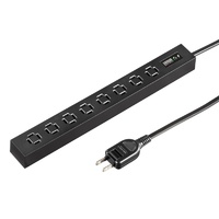 サンワサプライ スリムタップ(AC8個口・マグネット付き・雷ガード付き) (TAP-SPSLIM8MG-2BK)画像