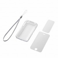 iPhone 3GS用ハードケース&液晶保護フィルムj&ハンドストラップセット(ブラック)