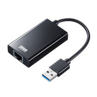 サンワサプライ USB-CVLAN3BKN USB3.2-LAN変換アダプタ(USBハブポート付・ブラック) (USB-CVLAN3BKN)画像