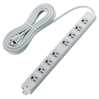 ELECOM EU RoHS指令準拠 雷ガード二重構造工事用タップ/3ピン/8個口/5.0m/グレー (T-WRMK3850LG/RS)画像