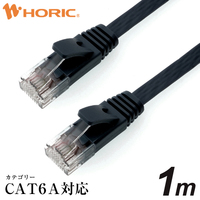 ホーリック LANケーブル UTP カテゴリー6A フラット 1m ブラック LC10-572FB (LC10-572FB)画像