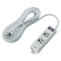 ELECOM EU RoHs指令準拠 雷ガード二重構造工事用タップ/3ピン/2個口/3.0m/グレー (T-WRMK3230LG/RS)画像