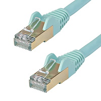 StarTech カテゴリ6A対応LANケーブル(0.5m/アクア)Cat6A STP(シールドツイストペア)ケーブル ツメ折れ防止カバー付き (6ASPAT50CMAQ)画像