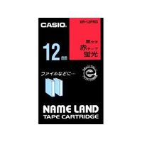 CASIO ネームランド 蛍光色テープ 12mm幅(蛍光赤テープ/黒文字) (XR-12FRD)画像