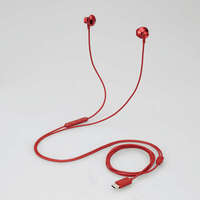 ELECOM イヤホン/Type-C/セミオープン/14.2mmドライバ/レッド (EHP-DF10IMRD)画像