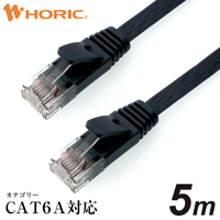 ホーリック LANケーブル UTP カテゴリー6A フラット 5m ブラック LC50-575FB (LC50-575FB)画像