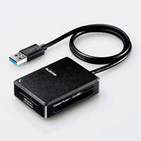 ELECOM メモリリーダライタ/超高速タイプ/USB3.0対応/ケーブル50cm/SD+microSD+MS+CF対応/ブラック (MR3-C402BK)画像