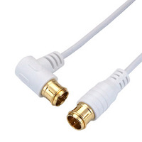 ホーリック 極細アンテナケーブル 2m ホワイト L字差込式/差込式コネクタ (HAT20-105LPWH)画像