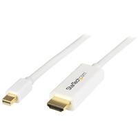 StarTech Mini DisplayPort – HDMI変換ケーブル 1m ホワイト 4K解像度/UHD対応 ミニディスプレイポート/mDP（オス） – HDMI（オス）アダプタケーブル (MDP2HDMM1MW)画像