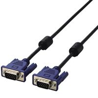 ELECOM フェライトコア付 スリム同軸ディスプレイケーブル 3.0m/D-Sub15pin(ミニ)オス-D-Sub15pin(ミニ)オス(ブラック) (CAC-30BK)画像